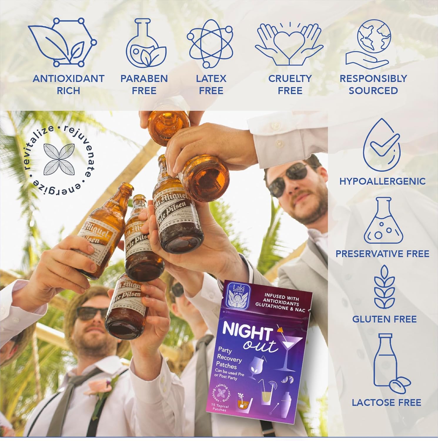 Laki Naturals Night-Out Patch - Pack of 15 | Restore Vitality and Balance Post-Partying, Bars, and Fun Nights