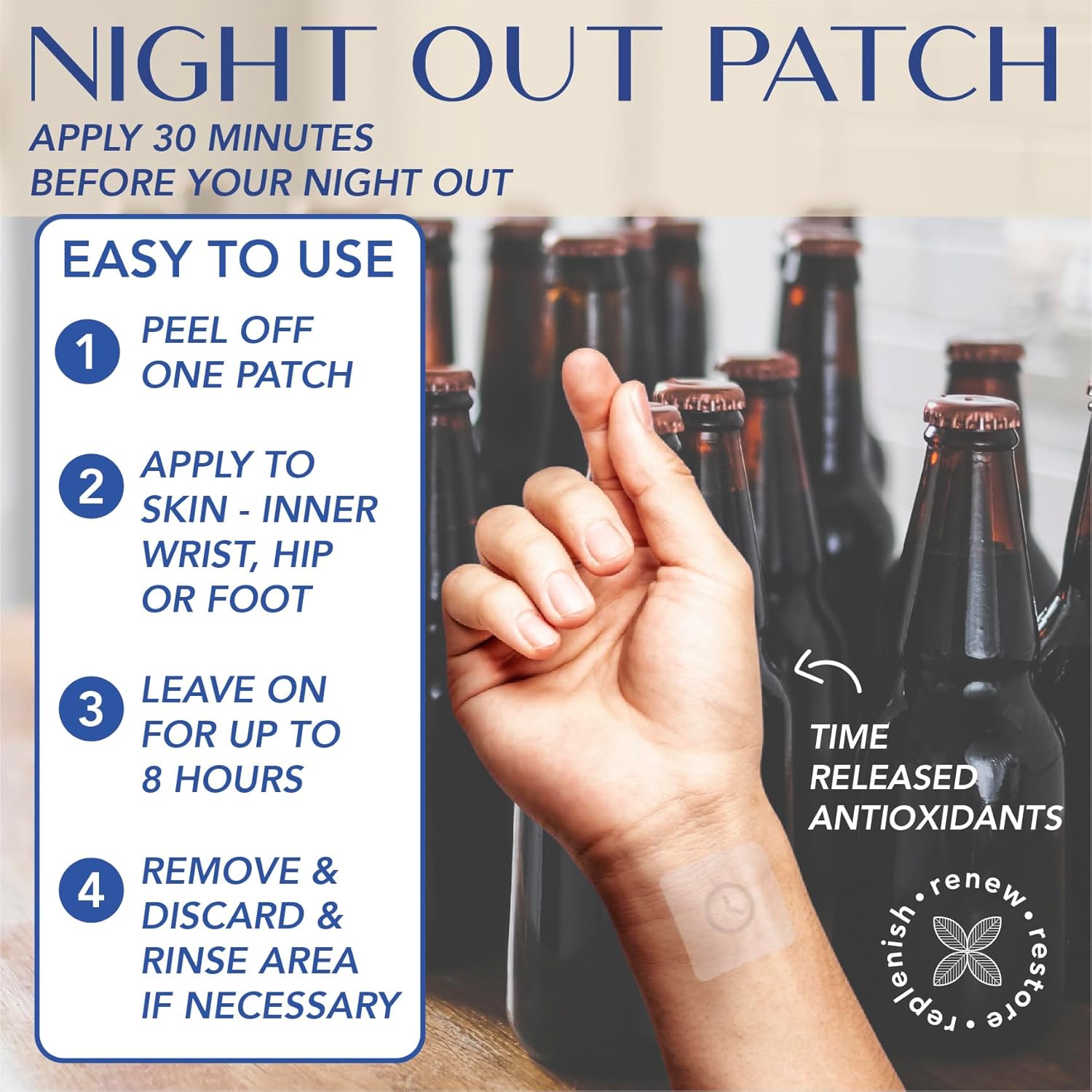Laki Naturals Night-Out Patch - Pack of 15 | Restore Vitality and Balance Post-Partying, Bars, and Fun Nights