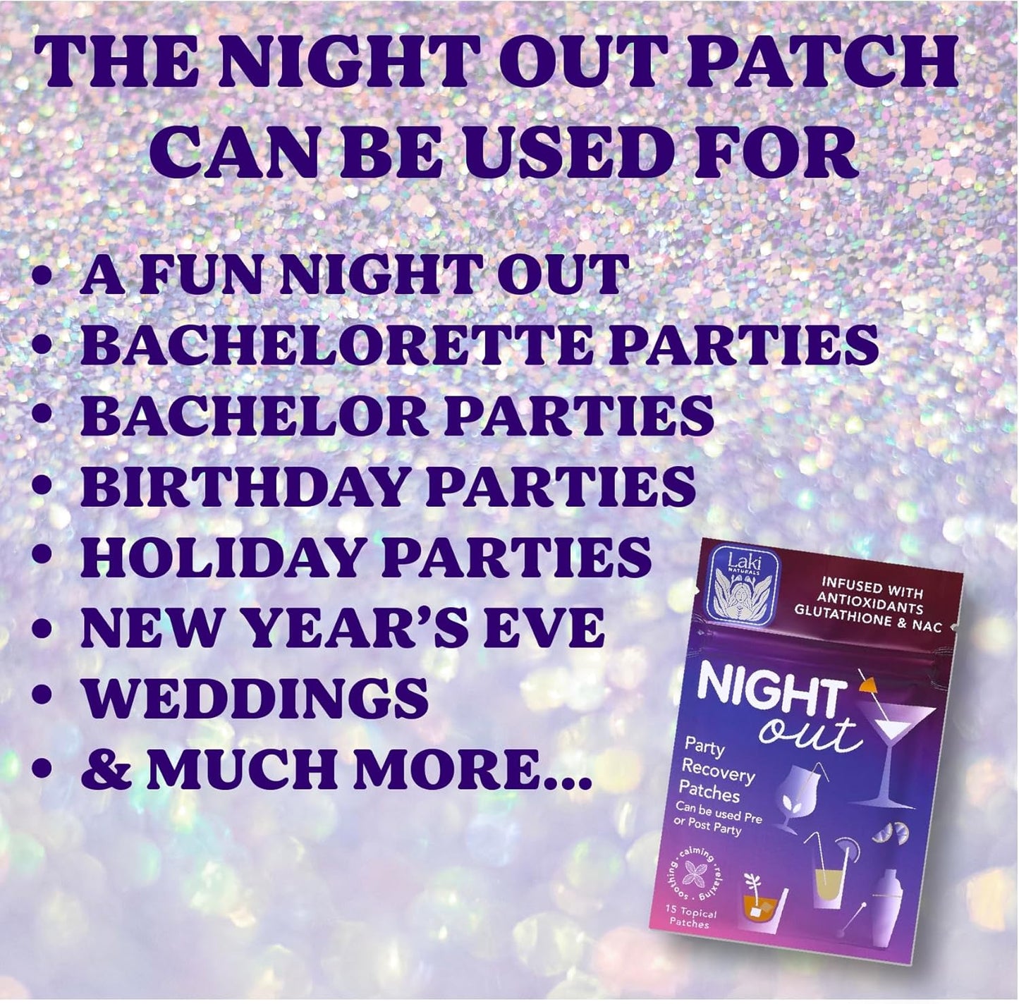 Laki Naturals Night-Out Patch - Pack of 15 | Restore Vitality and Balance Post-Partying, Bars, and Fun Nights