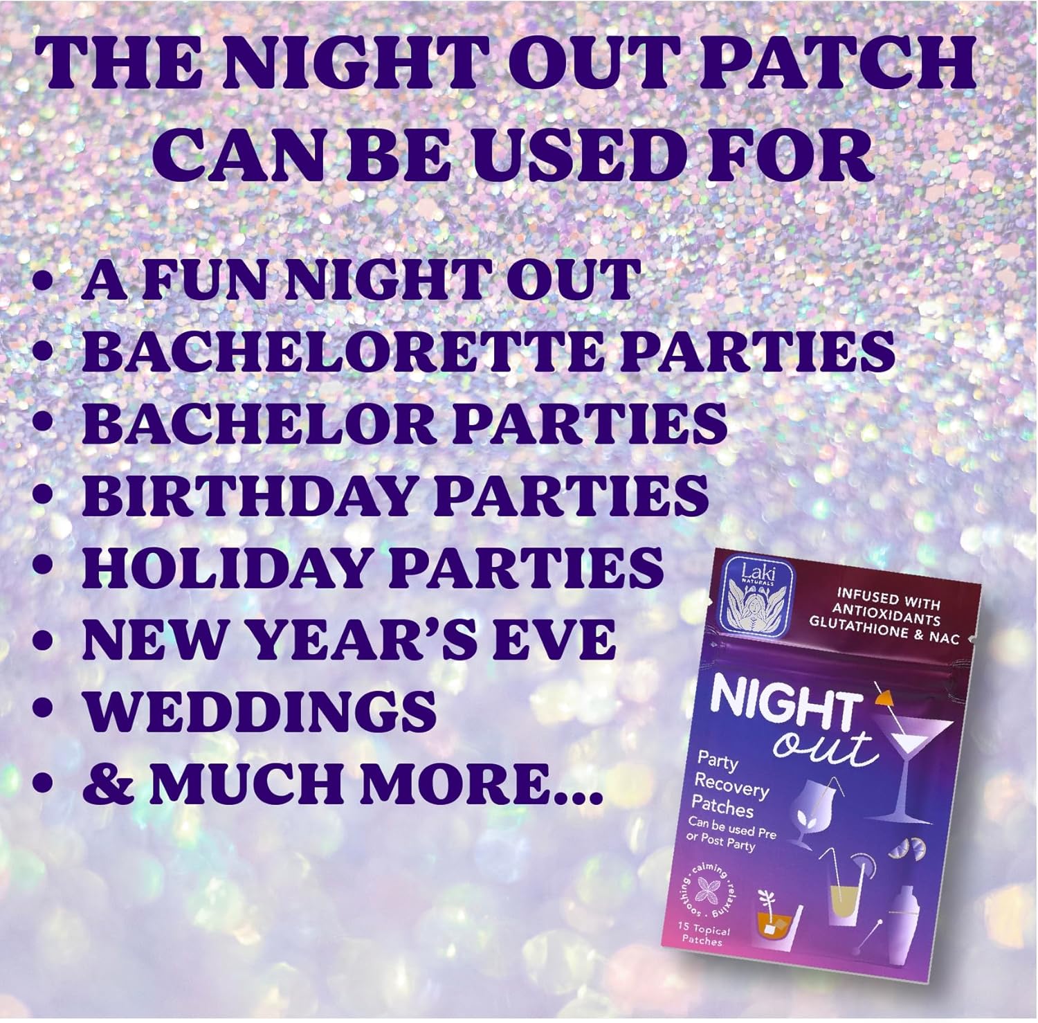 Laki Naturals Night-Out Patch - Pack of 15 | Restore Vitality and Balance Post-Partying, Bars, and Fun Nights