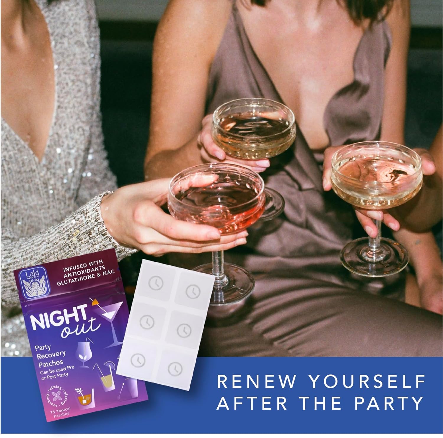 Laki Naturals Night-Out Patch - Pack of 15 | Restore Vitality and Balance Post-Partying, Bars, and Fun Nights