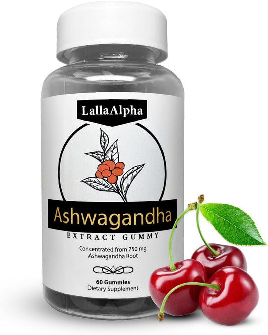 LallaAlpha Ashwagandha Gummies - 750mg - 60 Count - Natural Stress Relief & Energy Support