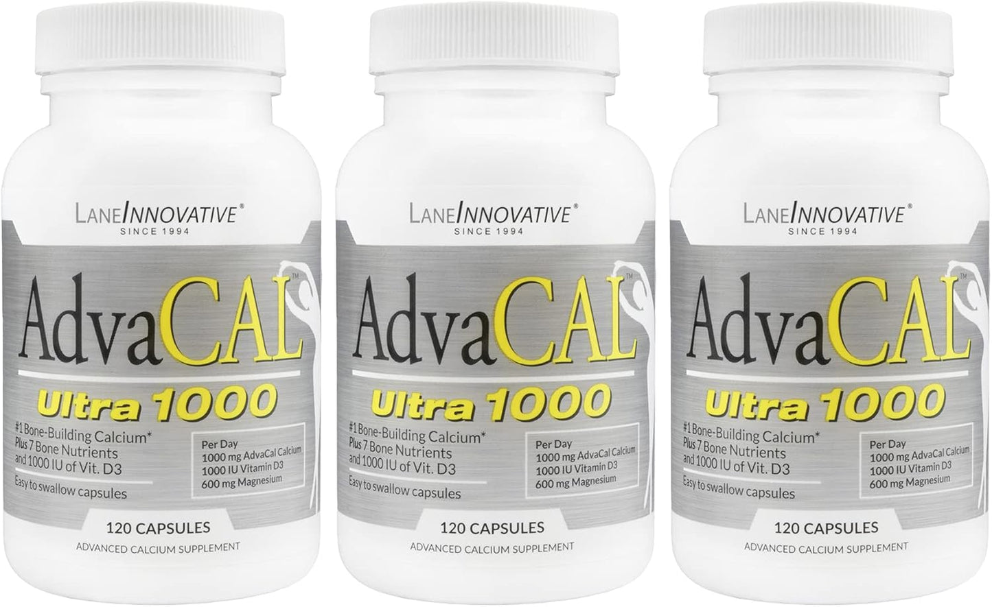 Lane Innovative AdvaCAL Ultra 1000 with Vitamin D3 and Magnesium - 120 Servings x 3 Pack