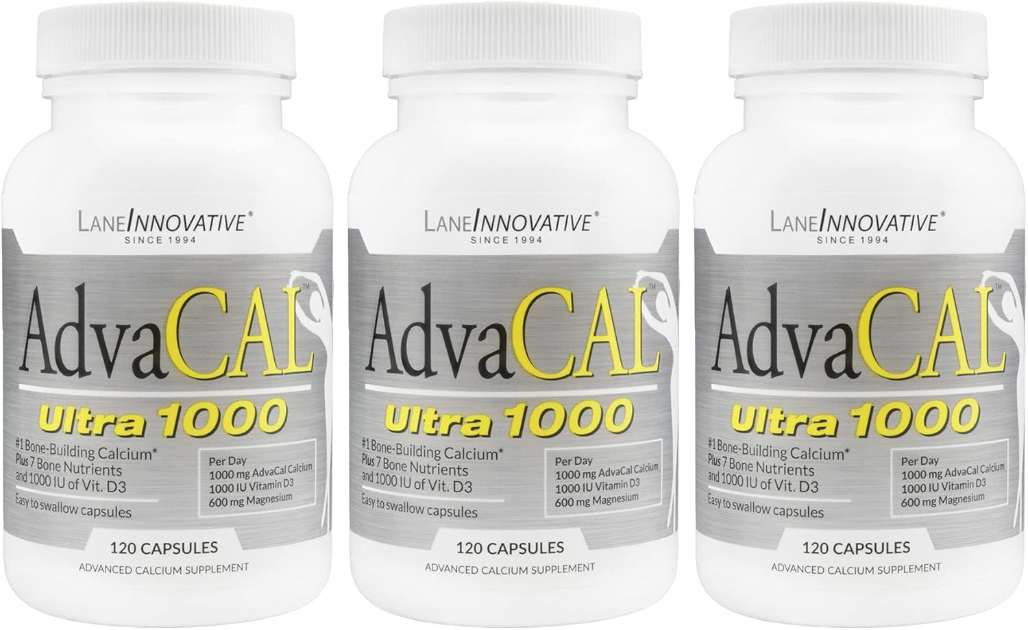 Lane Innovative AdvaCAL Ultra 1000 with Vitamin D3 and Magnesium - 120 Servings x 3 Pack