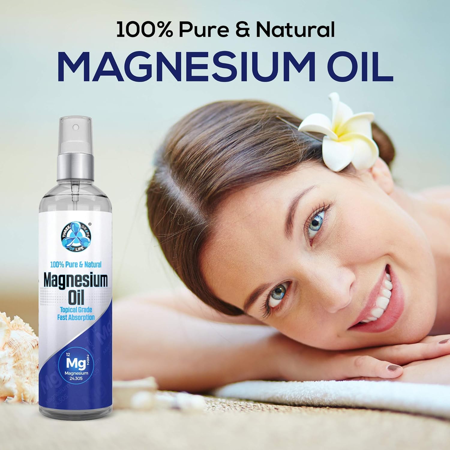 Large 8 fl oz Pure Magnesium Oil Spray - 100% Natural USP Grade, Zechstein Seabed Source, No Added Minerals - Official Zechstein Inside Distributor