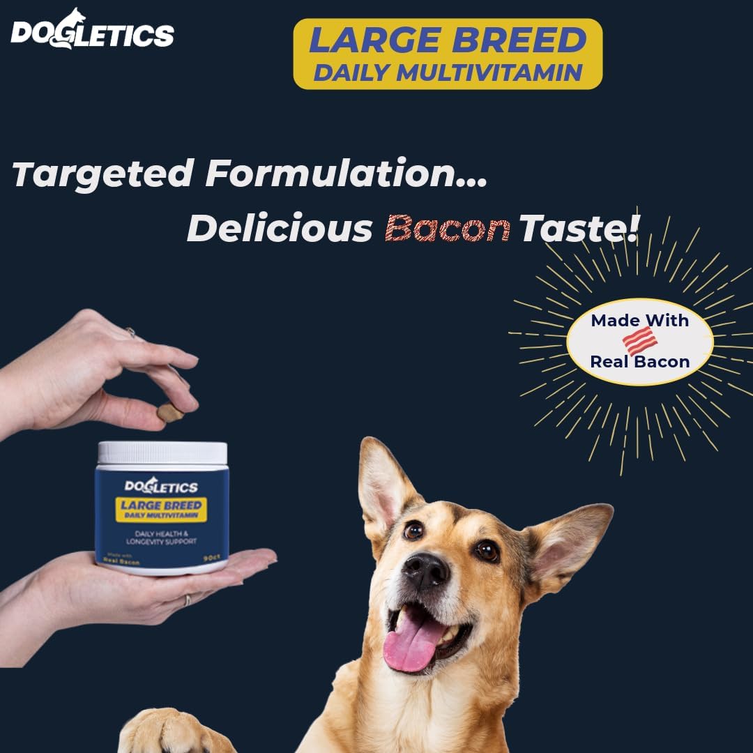 Large Breed Daily Multivitamin for Dogs - 90ct Bacon Flavored Chewables, Tailored for Large Dog Health