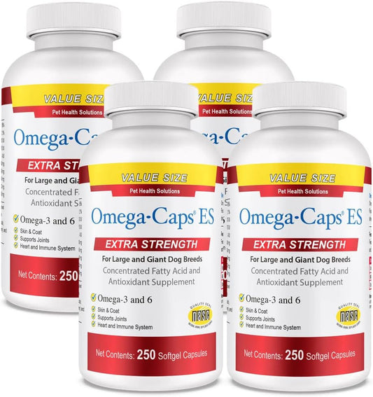 Large Breed Omega-Caps for Healthy Skin, Coat, & Immune Support - 1000 Soft Gels - Reduce Shedding & Boost Health