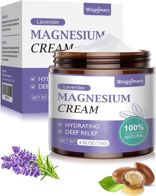 Lavender Magnesium Cream for Sleep - Natural Topical Lotion for Leg Cramps, Muscle Relaxation, and Hydration - Safe for Children