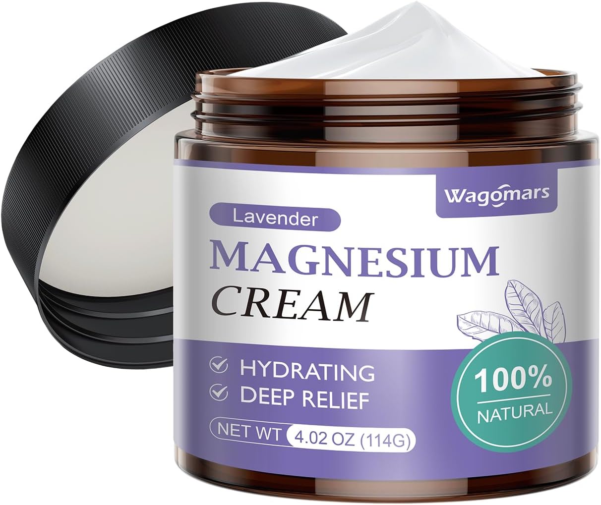 Lavender Magnesium Cream for Sleep - Natural Topical Lotion for Leg Cramps, Muscle Relaxation, and Hydration - Safe for Children