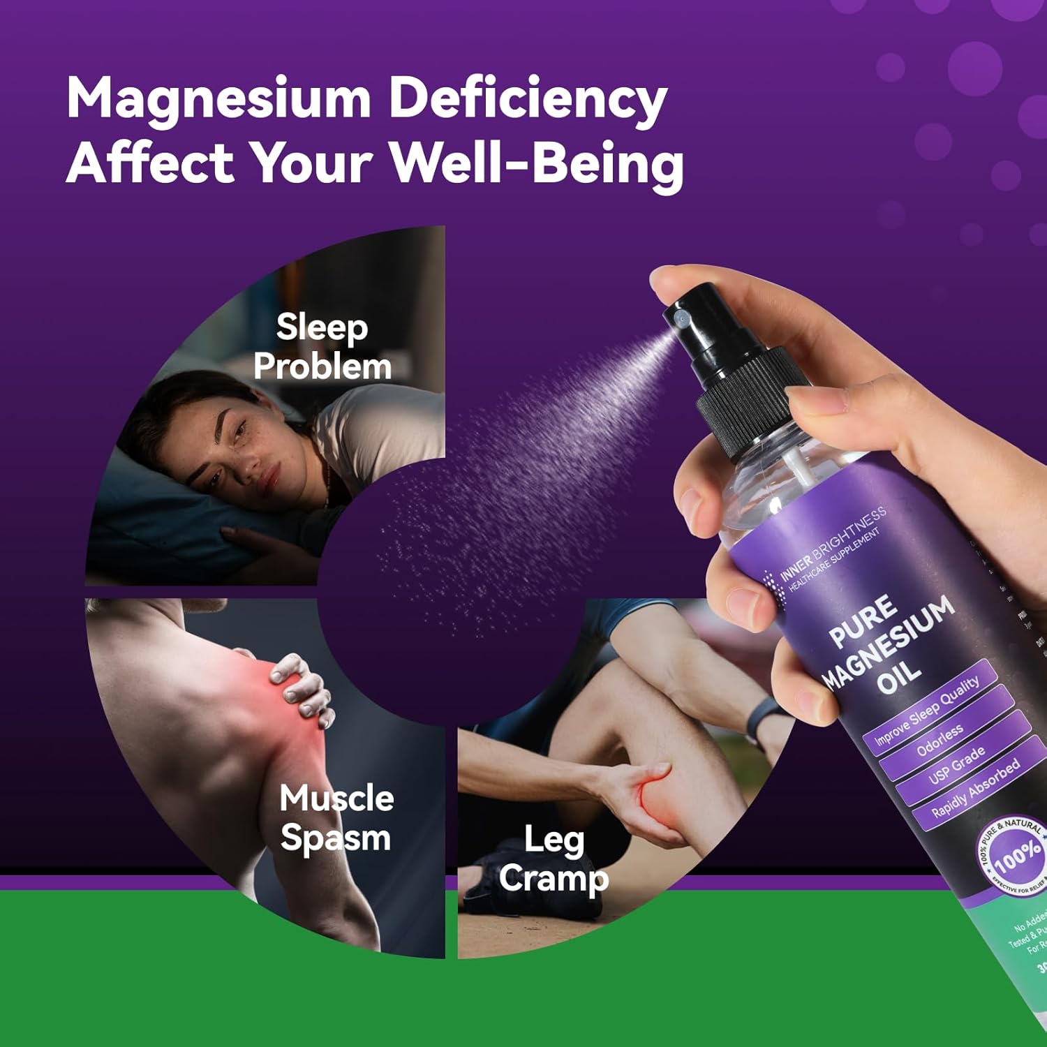 Lavender Magnesium Oil Spray for Full-Body Wellness - 10oz, 100% Natural & Pure, Fast Absorption - Muscle, Hair & Skin Health - USP Grade - 2 Pack
