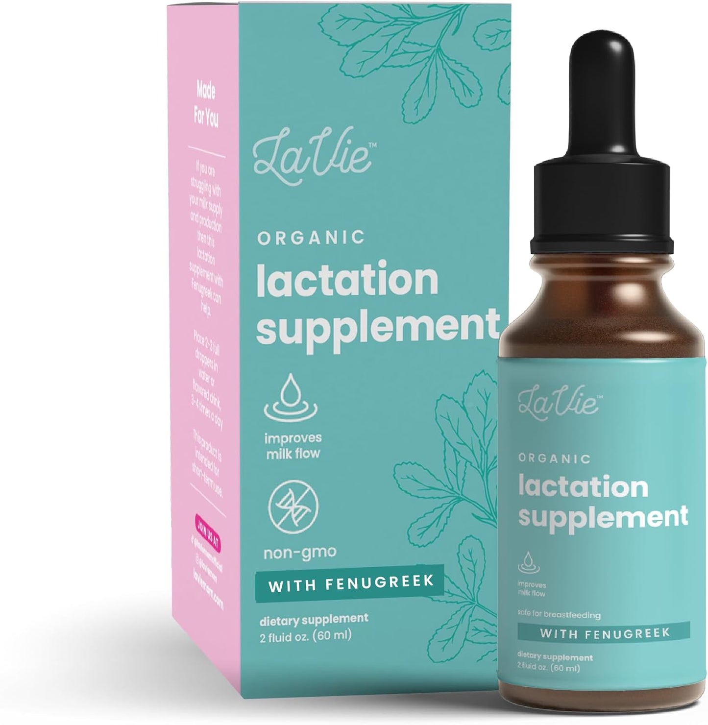 LaVie Fenugreek Breastfeeding Tincture Liquid Drops - 2 Fl. Oz - Boost Breast Milk Supply & Support Nursing