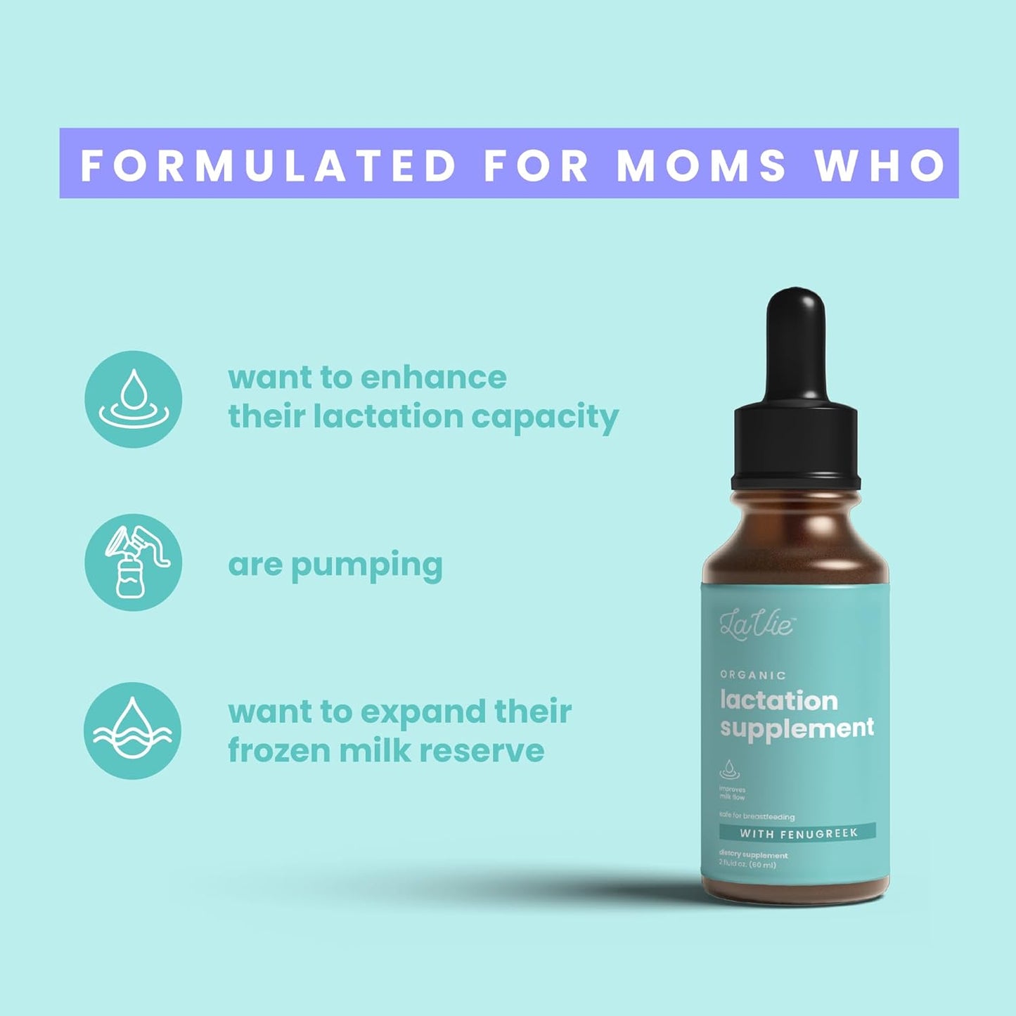 LaVie Fenugreek Breastfeeding Tincture Liquid Drops - 2 Fl. Oz - Boost Breast Milk Supply & Support Nursing