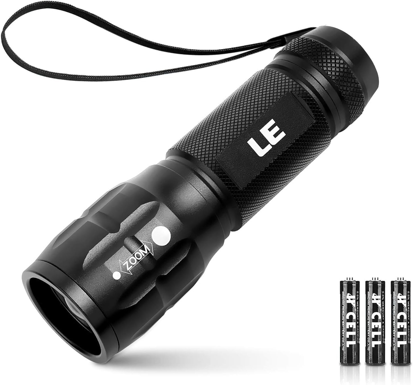 LE LED Flashlight High Lumens, Small & Waterproof - Adjustable Brightness for Outdoor, Emergency, Tactical & Camping - AAA Batteries Included