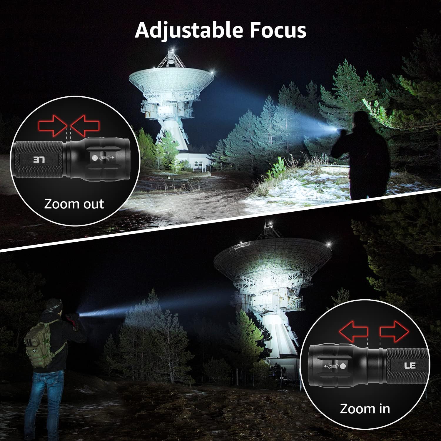 LE LED Flashlights High Lumens - Small, Waterproof, Adjustable Brightness - Outdoor Emergency Light with AAA Batteries - Tactical Camping Gear