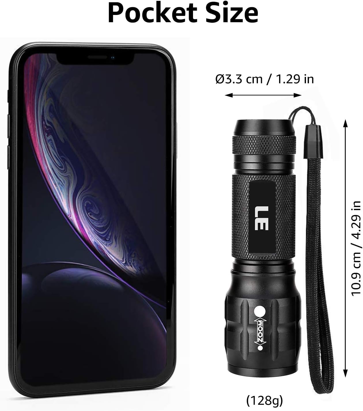 LE LED Flashlights High Lumens - Small, Waterproof, Adjustable Brightness - Outdoor Emergency Light with AAA Batteries - Tactical Camping Gear