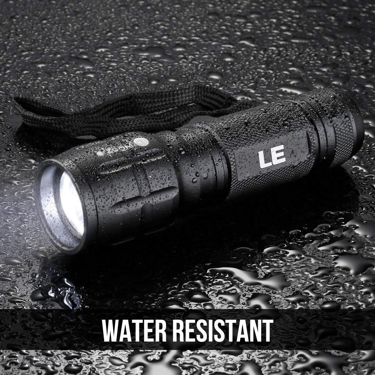 LE LED Flashlights High Lumens - Small, Waterproof, Adjustable Brightness - Outdoor Emergency Light with AAA Batteries - Tactical Camping Gear