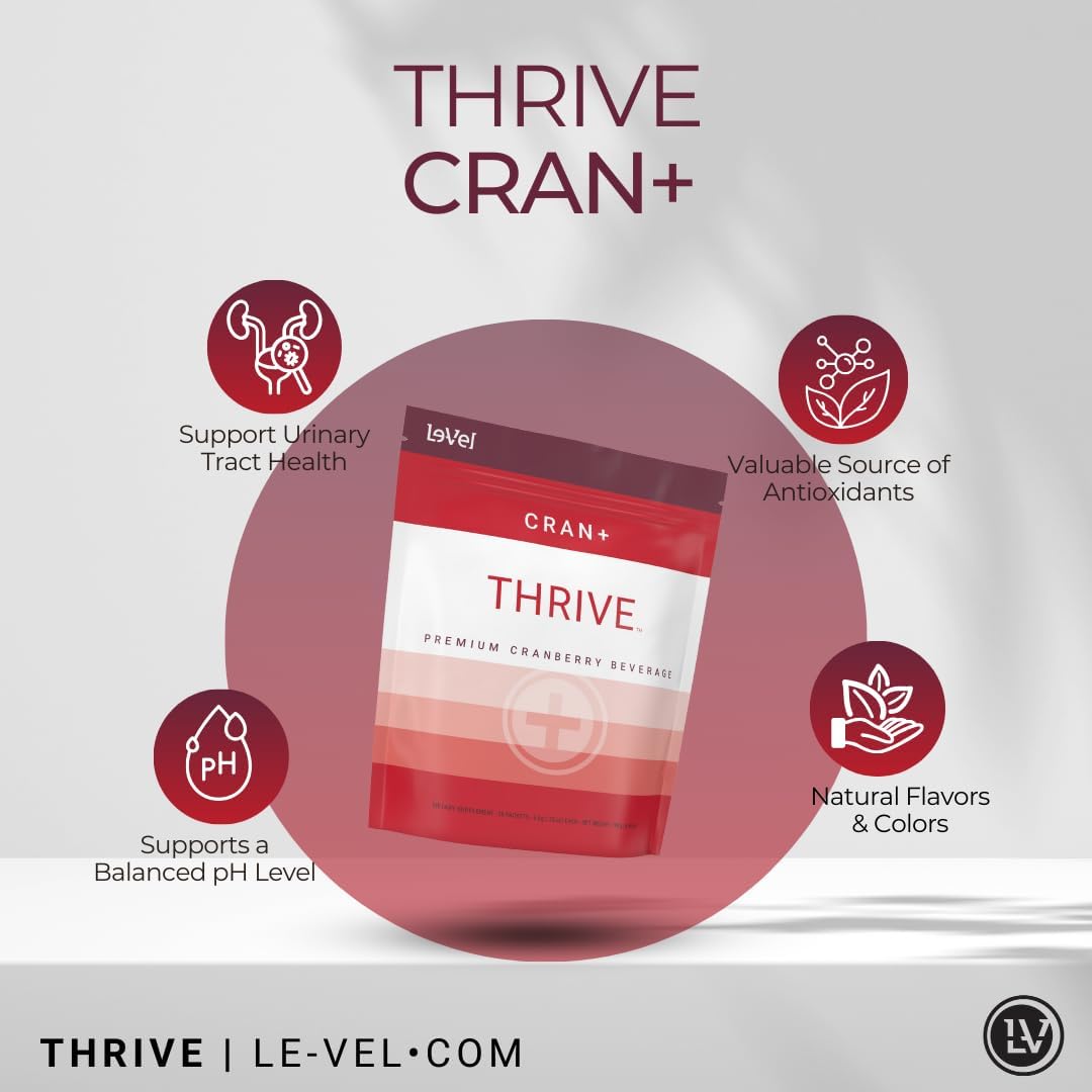 Le-Vel Thrive Cran+ Herbal Supplement Powder for Urinary Tract Health - D-Mannose, Cranberry, Apple Cider Vinegar & Antioxidants - 30 Packets