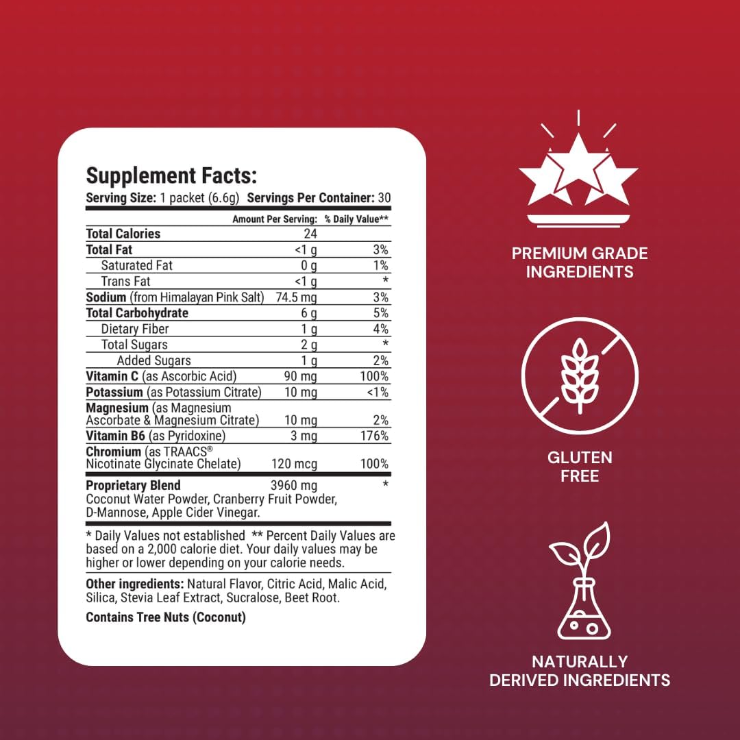 Le-Vel Thrive Cran+ Herbal Supplement Powder for Urinary Tract Health - D-Mannose, Cranberry, Apple Cider Vinegar & Antioxidants - 30 Packets