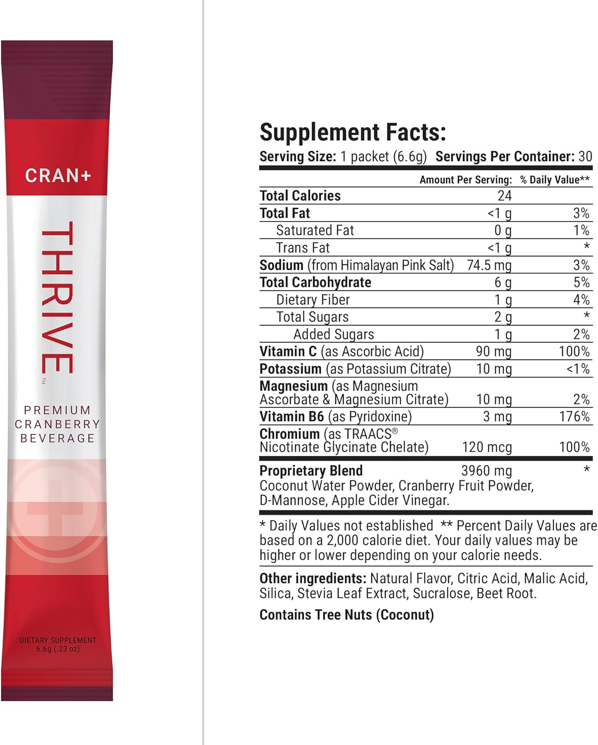 Le-Vel Thrive Cran+ Herbal Supplement Powder for Urinary Tract Health - D-Mannose, Cranberry, Apple Cider Vinegar & Antioxidants - 30 Packets