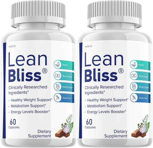 Lean Bliss All Natural Formula Supplement Capsules - Healthy Weight Support (2 Pack - 120 Capsules)