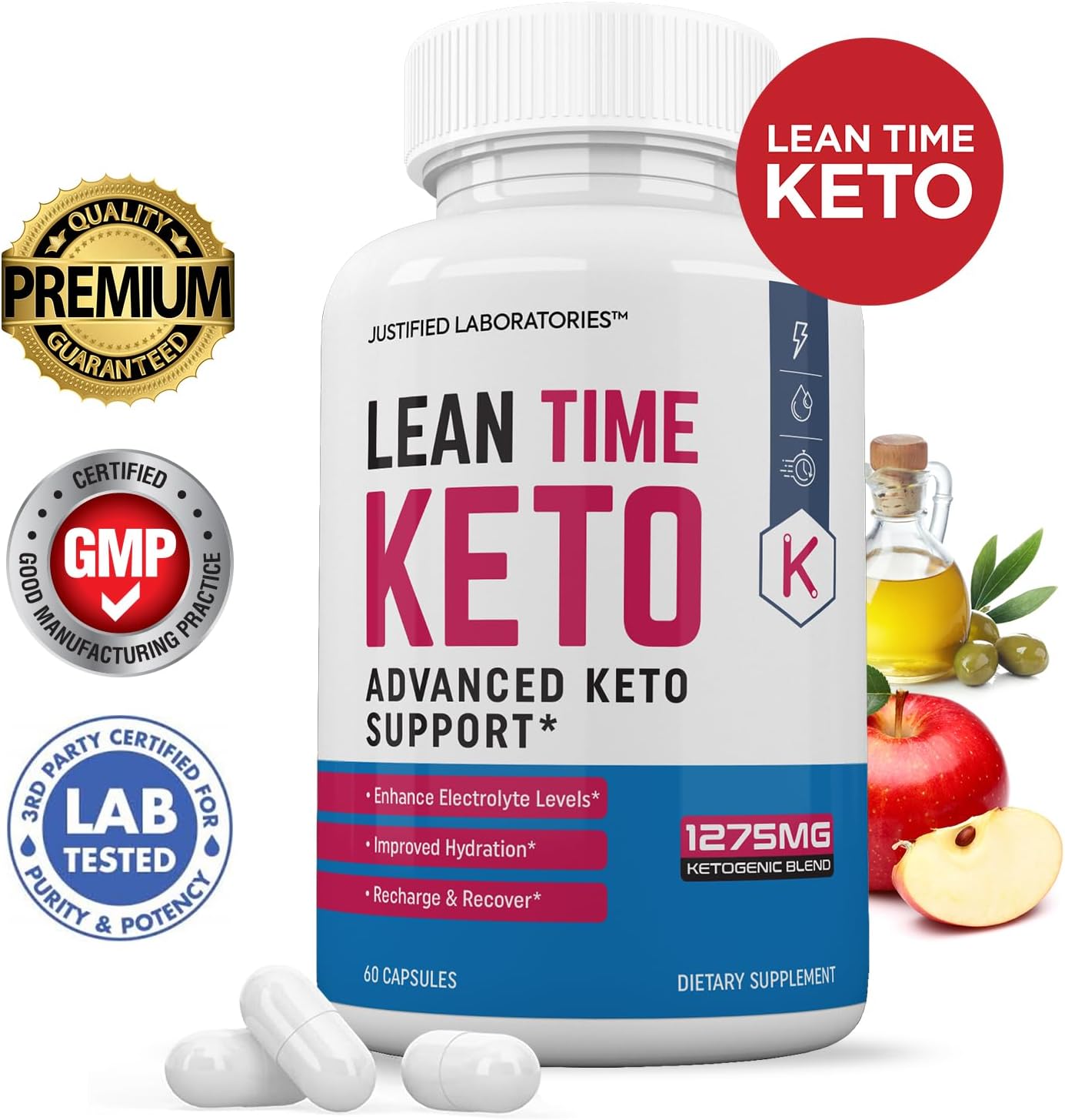 Lean Time Keto Pills 1275MG (2 Pack) with Apple Cider Vinegar & Green Tea - 120 Capsules