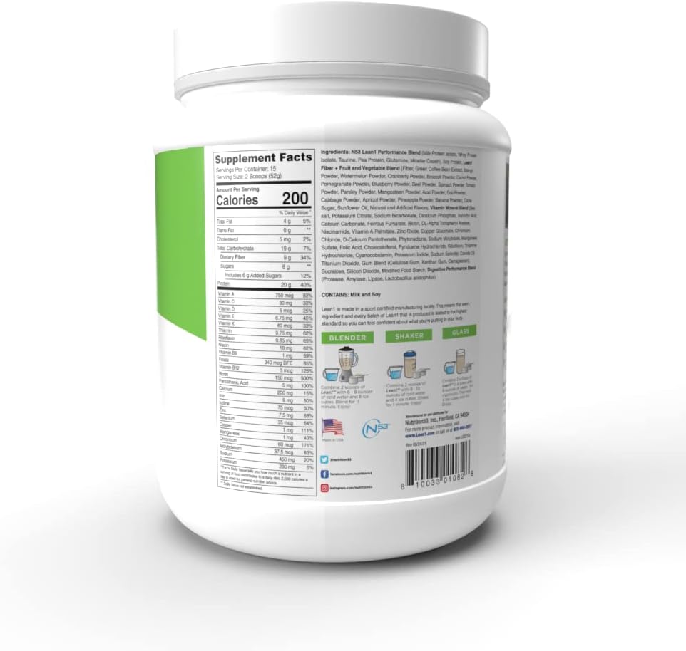 Lean1 Vanilla Flavor Meal Replacement Shake - Best for Weight Loss & Muscle Support
