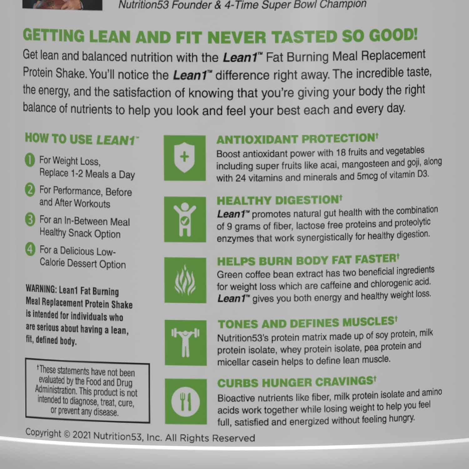 Lean1 Vanilla Flavor Meal Replacement Shake - Best for Weight Loss & Muscle Support