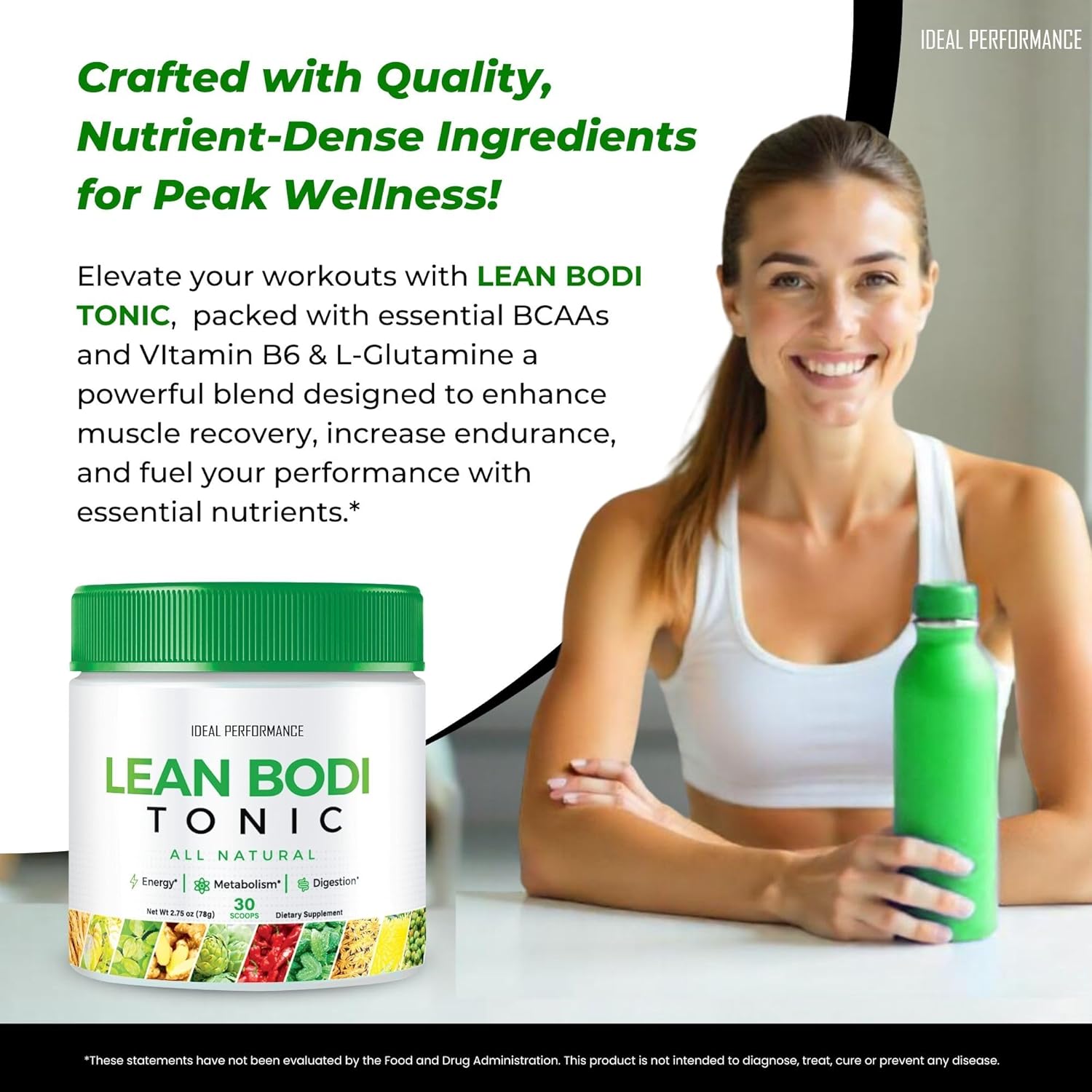 LeanBodi Tonic Powder - Official Formula for Ideal Performance and Maximum Strength - All Natural with Vitamin B6 and BCAA - Lean Bodi Support Powder (2 Pack)