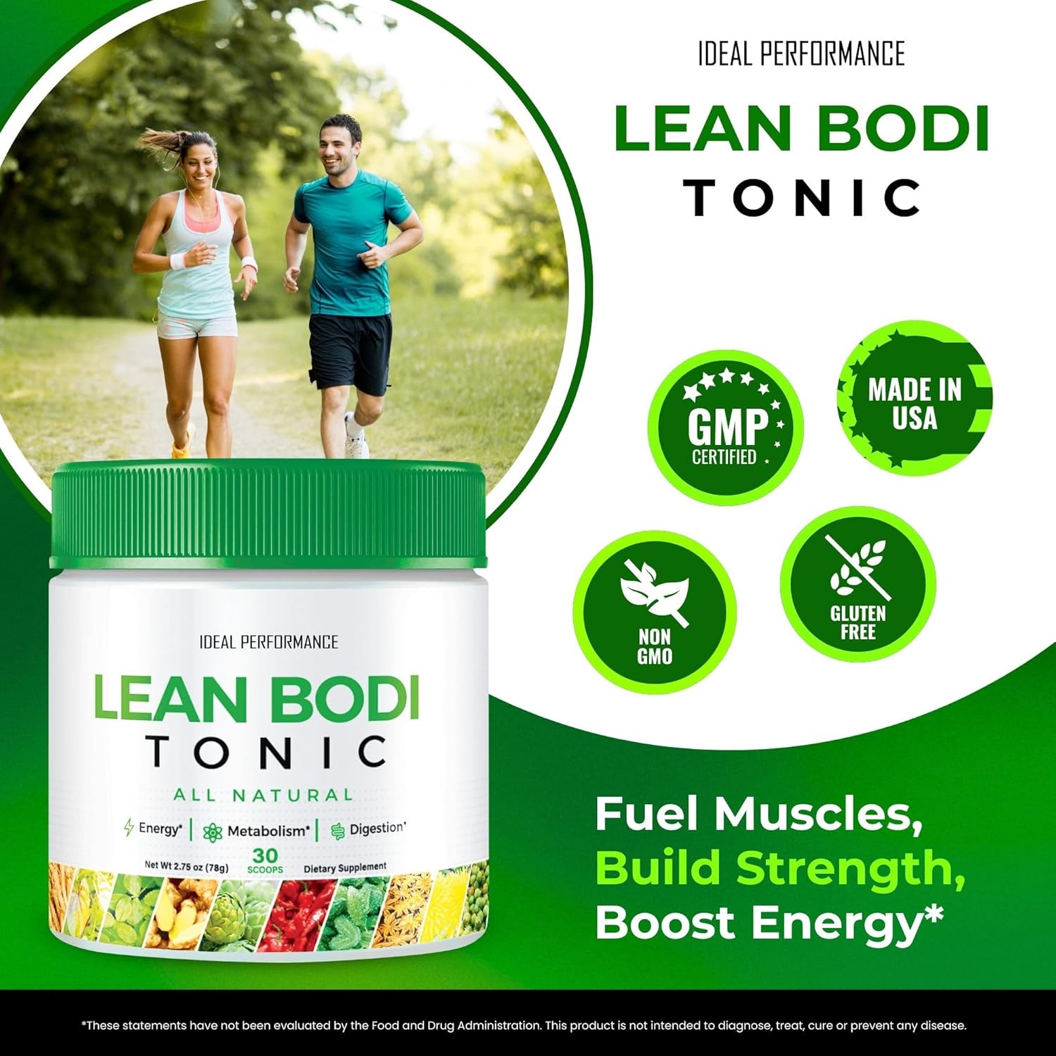 LeanBodi Tonic Powder: Maximum Strength with Vitamin B6, BCAA - All Natural Formula for Ideal Performance (5 Pack)