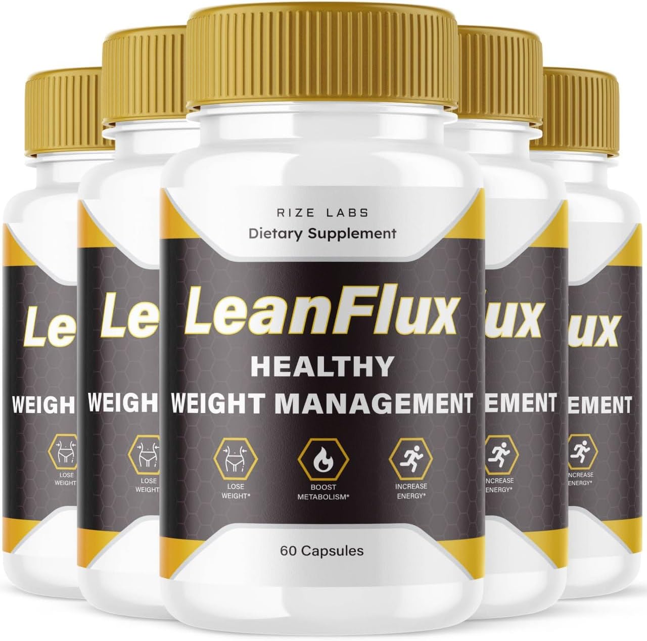 LeanFlux Weight Loss Supplement Pills (5 Pack, 300 Capsules) - Increase BAT Levels, Non-GMO Easy to Swallow, Burn Fat, Leanflux Reviews