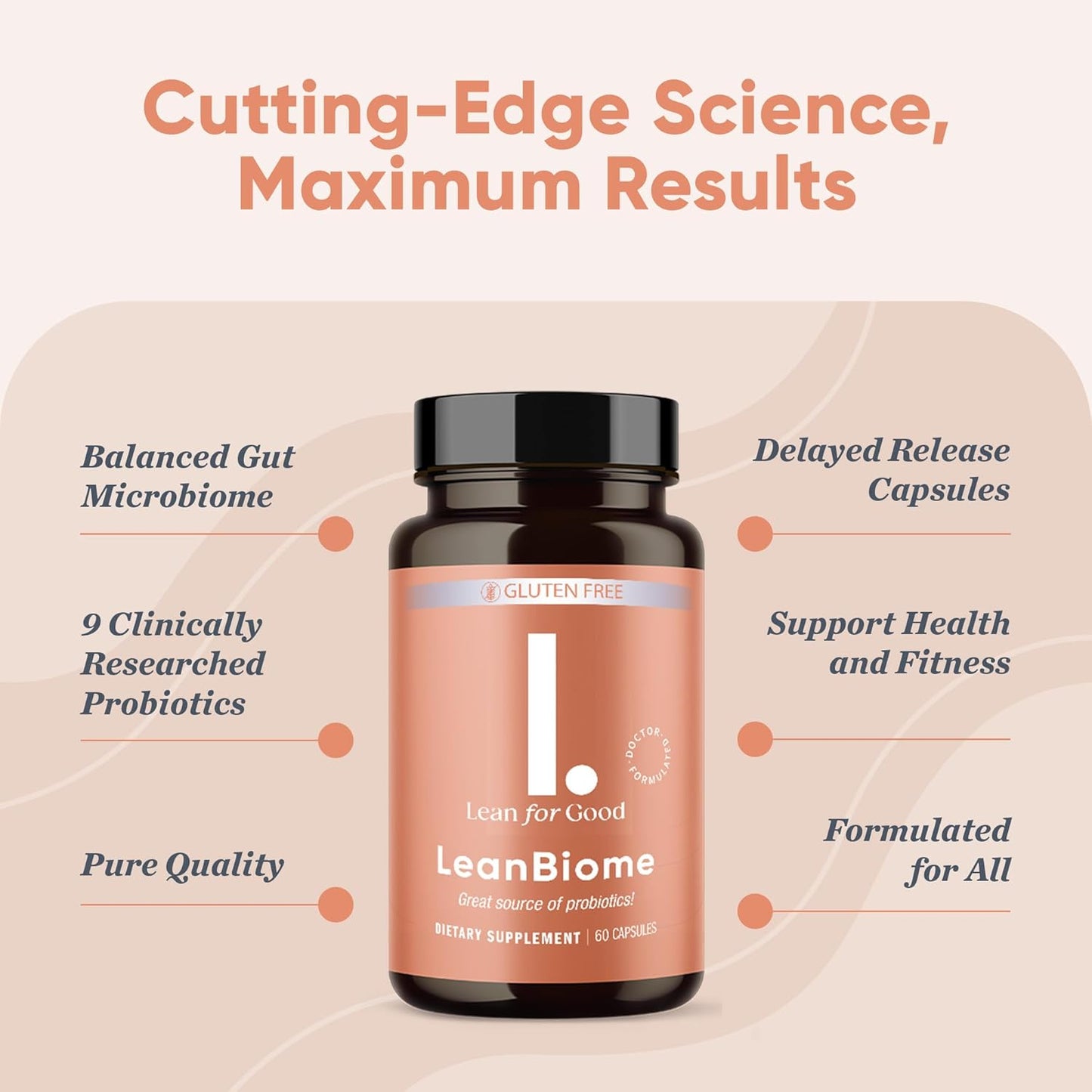 LEANFORGOOD LeanBiome Probiotic Formula with 9 Strains & Greenselect Phytosome - 360 Capsules