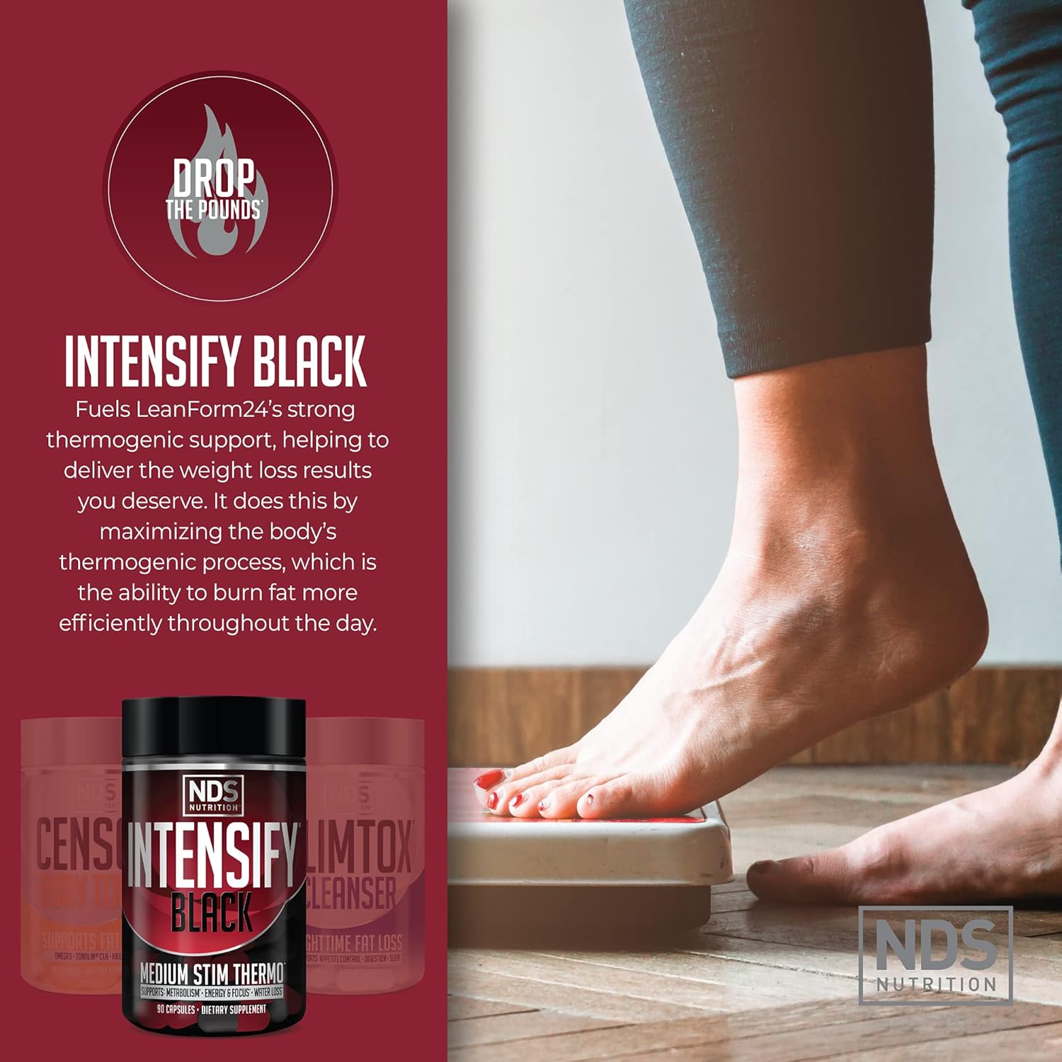 LeanForm24 Diet Kit: Weight Loss, Appetite Decrease, Energy Booster - L-Carnitine, CLA - Intensify Black, Censor, Slim-Tox - 90 Capsules