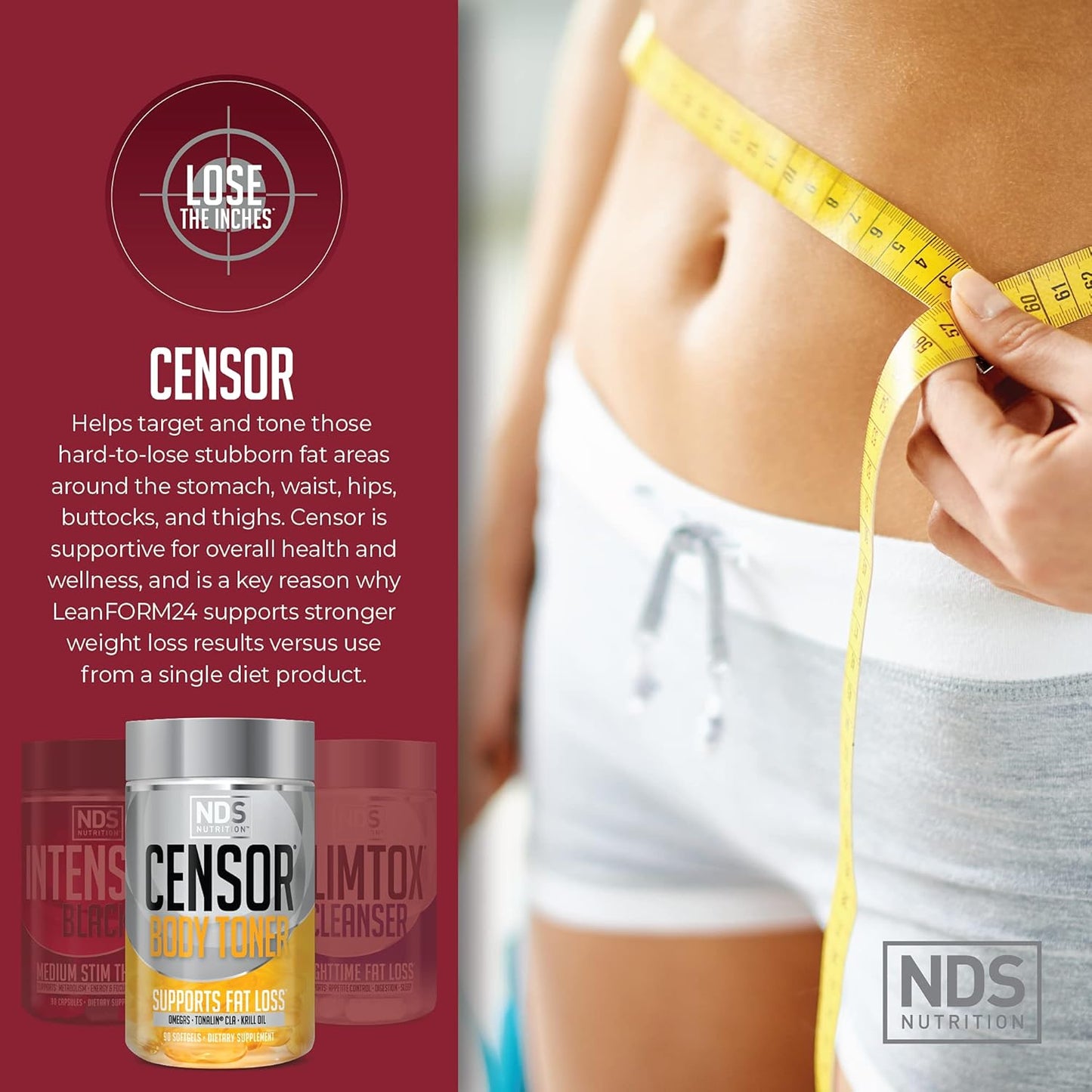 LeanForm24 Diet Kit: Weight Loss, Appetite Decrease, Energy Booster - L-Carnitine, CLA - Intensify Black, Censor, Slim-Tox - 90 Capsules