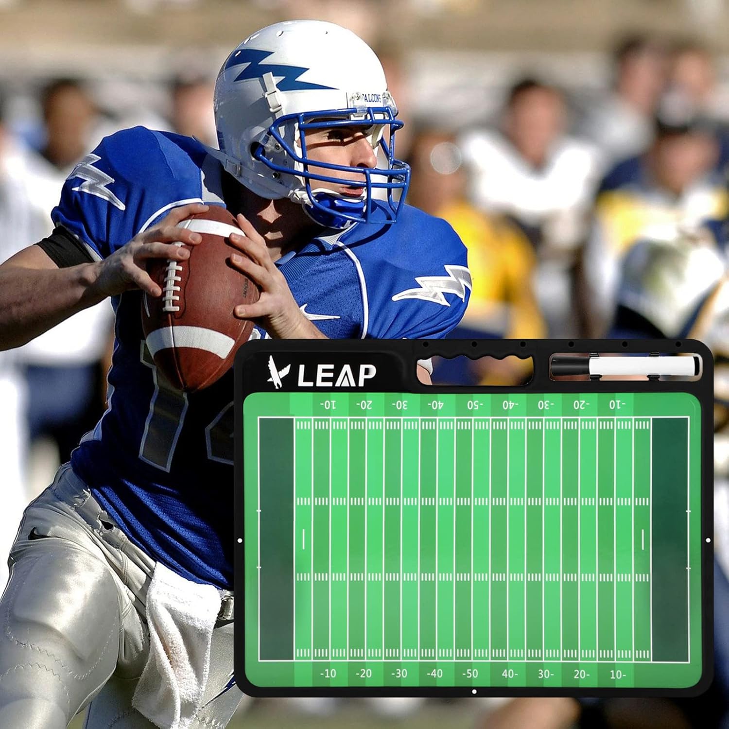 LEAP Coach Board Premium Tactical Clipboard with Full & Half Court Dry Erase Marker - Ideal for Basketball, Baseball, Soccer, Football, Hockey