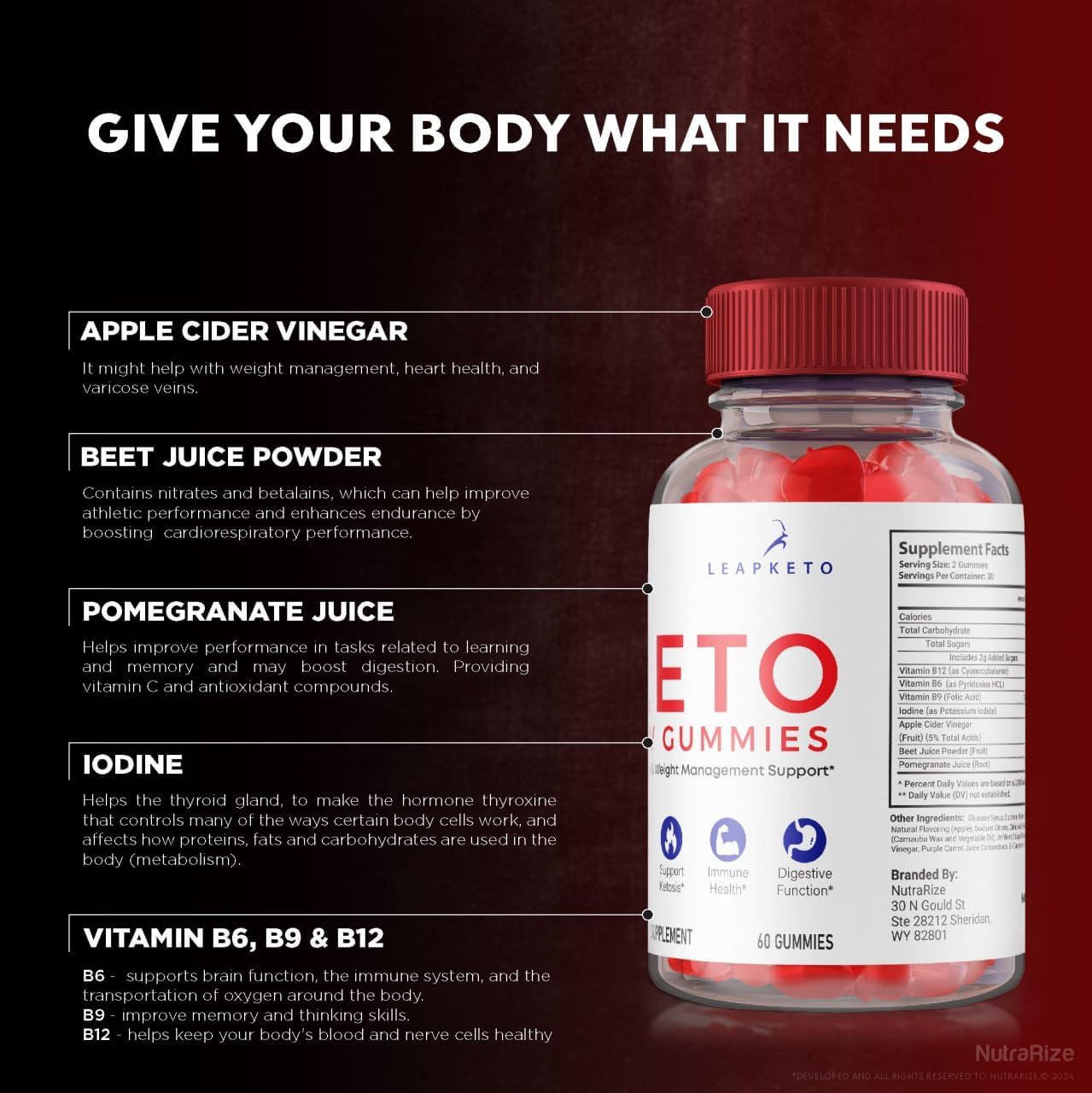 Leap Keto ACV Gummies - Advanced Slimming Formula Formula (2 Pack, 120 Gummies)