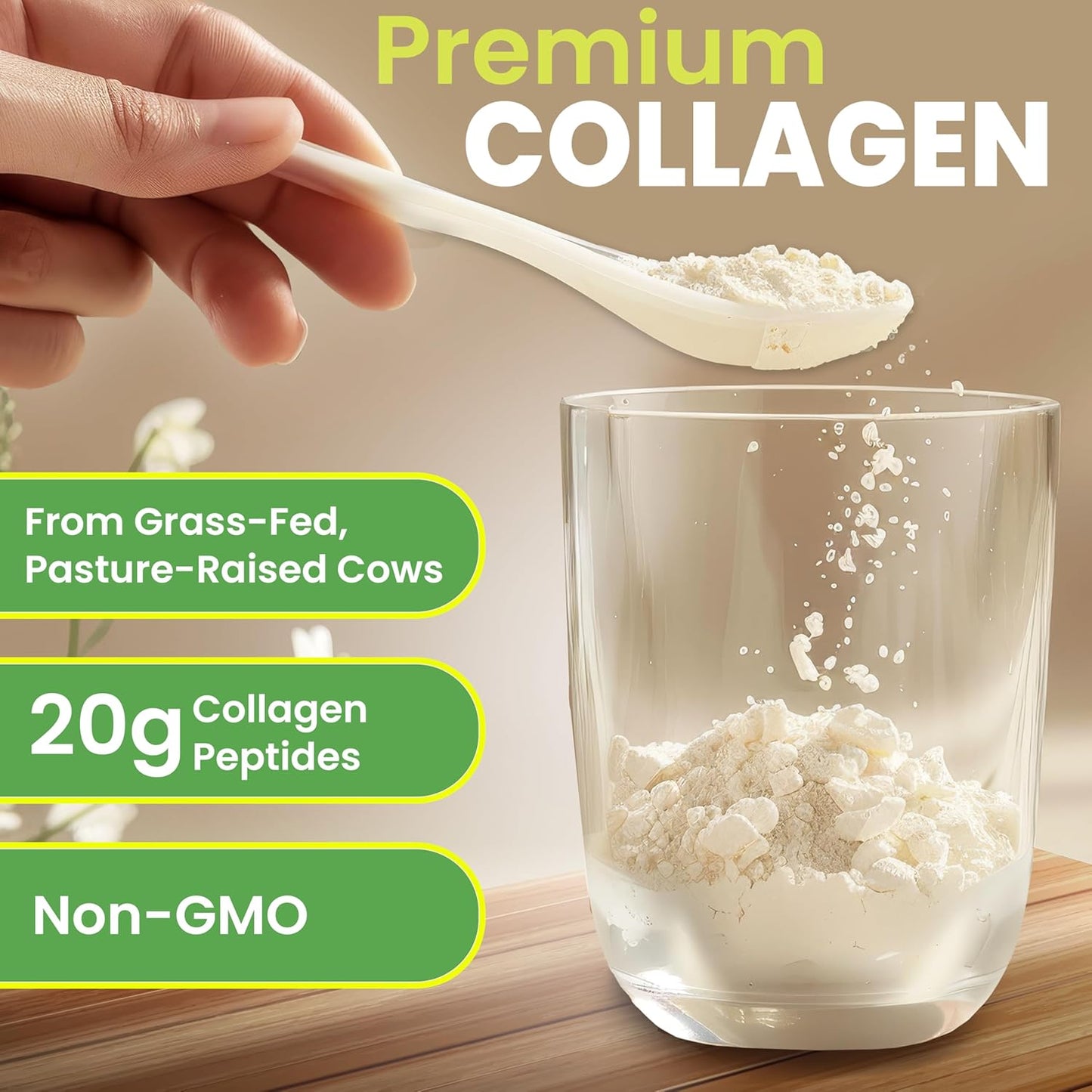 Leaping Lynx Grass-Fed Collagen Peptides Powder - 20g Servings, Unflavored Protein for Hair, Skin, Nails, Joints & Bones - Keto & Paleo Friendly, Type I & III, Gluten Free, Zero Sugar - Non-GMO