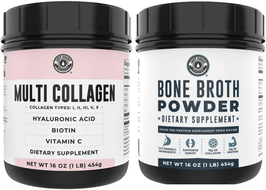Left Coast Performance Bone Broth and Collagen Powder for Joint, Hair, Skin, Nail Health