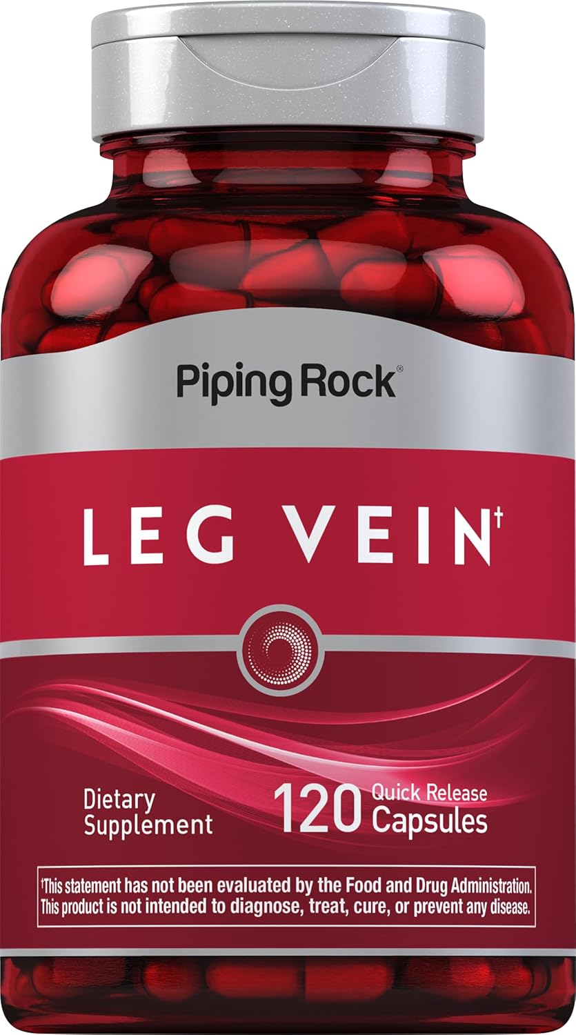 Leg Vein Supplement | 120 Capsules, Non-GMO & Gluten Free | Promotes Healthy Vein Function | Piping Rock