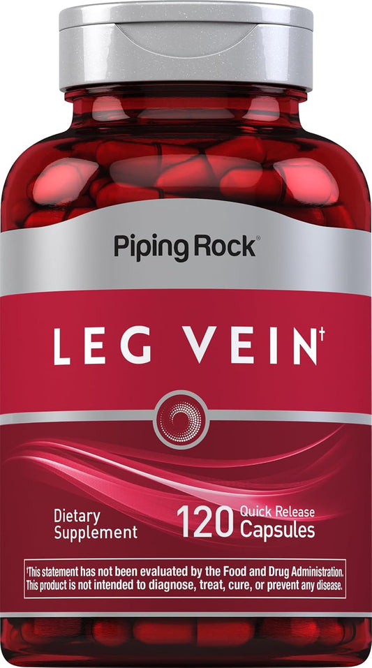 Leg Vein Supplement | 120 Capsules, Non-GMO & Gluten Free | Promotes Healthy Vein Function | Piping Rock