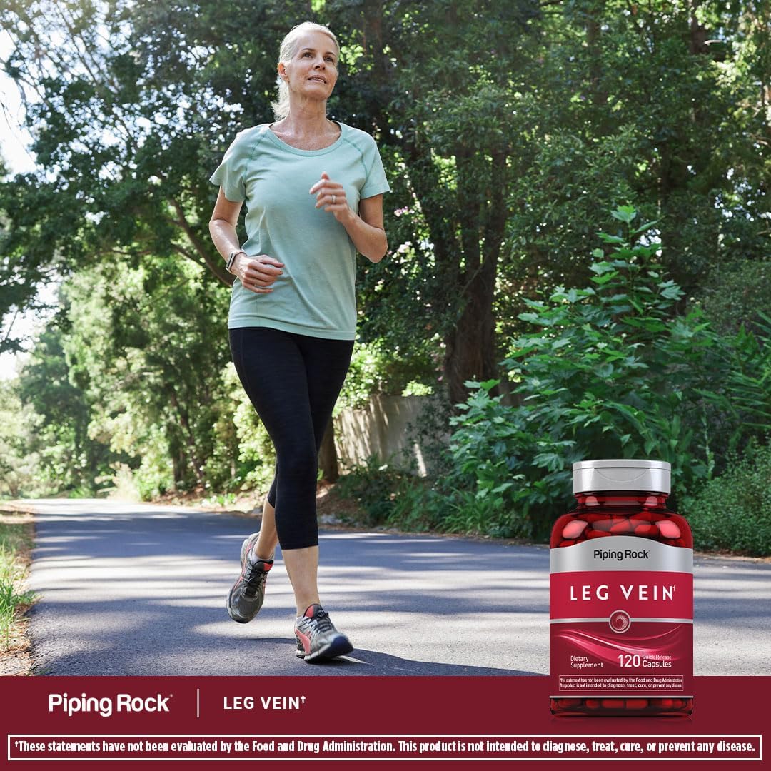 Leg Vein Supplement | 120 Capsules, Non-GMO & Gluten Free | Promotes Healthy Vein Function | Piping Rock