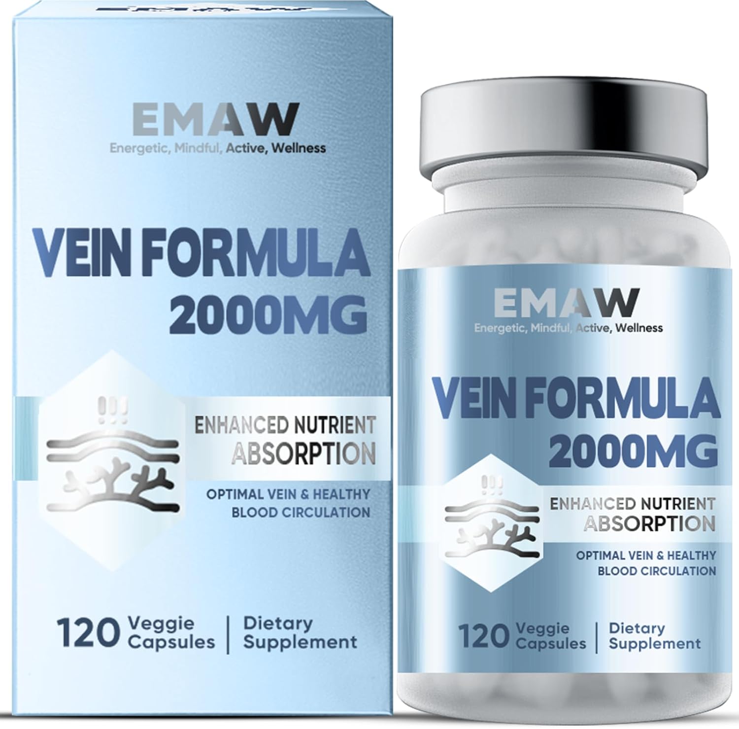 Leg Veins Support Supplement for Varicose Veins & Circulation Health - 2000mg MPFF Complex Blend, 120 Capsules