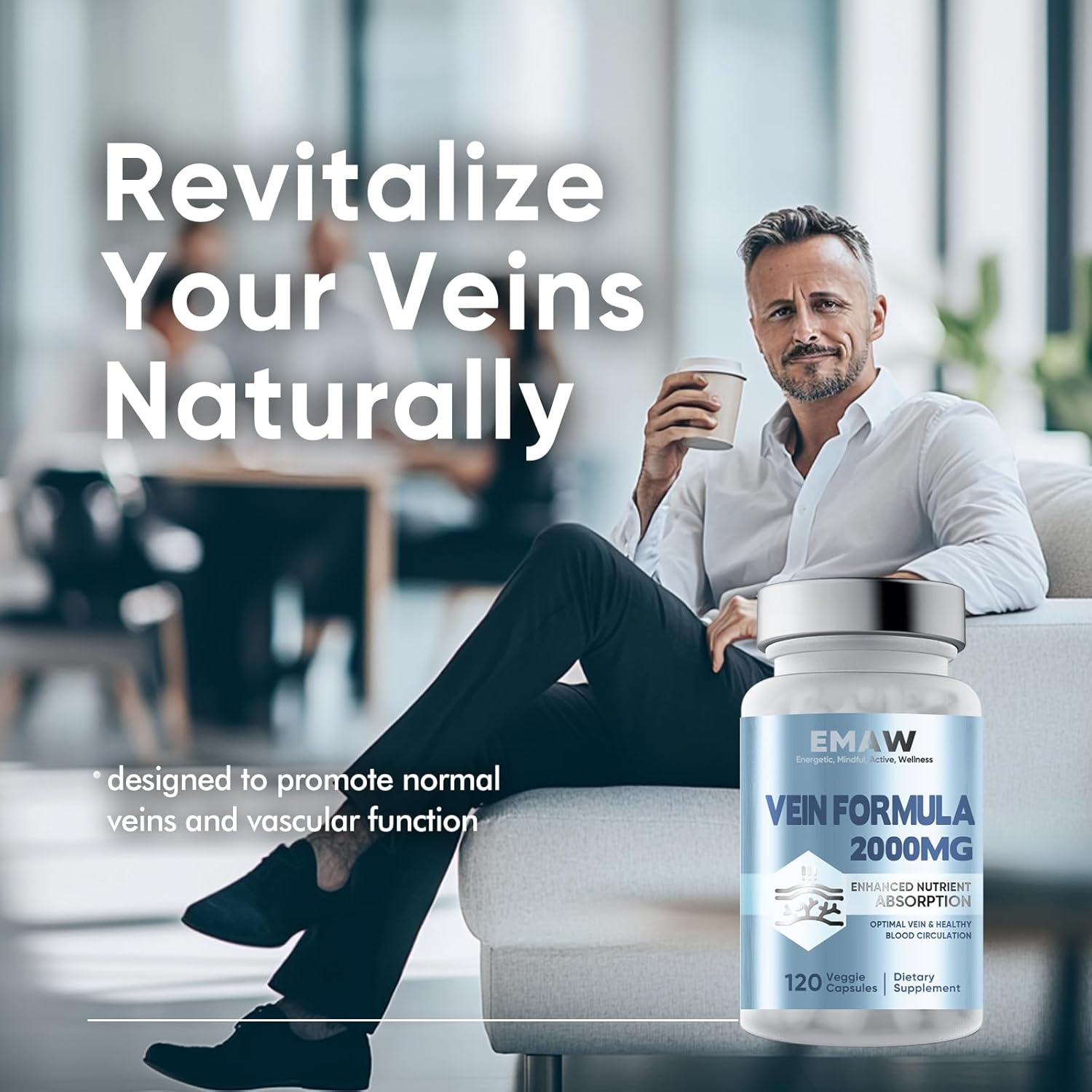 Leg Veins Support Supplement for Varicose Veins & Circulation Health - 2000mg MPFF Complex Blend, 120 Capsules