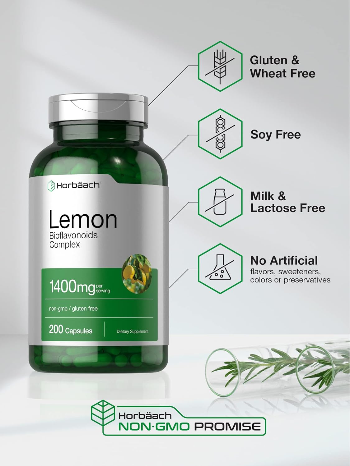 Lemon Bioflavonoids Complex 1400mg with Rutin & Hesperidin 200 Capsules | Non-GMO & Gluten Free