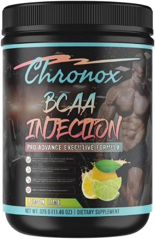 Lemon Flavored Chronox BCAA Amino-Acids Energy Blend Powder - Sugar & Stimulant-Free Pre & Post-Workout Supplement (11.46 Oz) for Men & Women