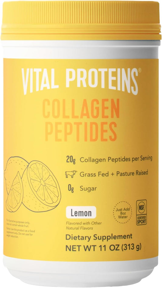 Lemon Flavored Vital Proteins Grass Fed Collagen Peptides Powder - Supports Hair, Skin, Nails, Bones, and Joints - 11oz