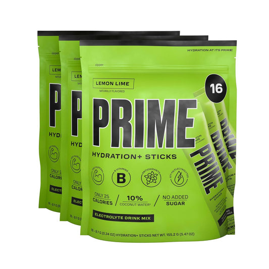 Lemon Lime Hydration Powder Sticks - 48 Pack, Low Sugar, Caffeine-Free, Vegan Formula for Electrolyte Boost On The Go