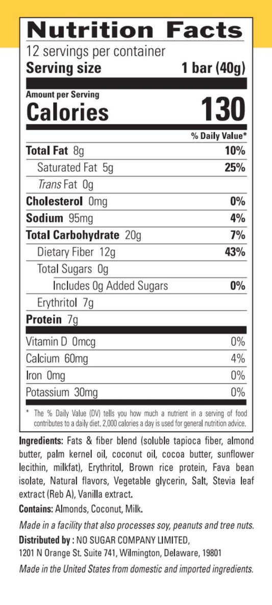 Lemon Meringue Flavor Vegan Keto Bars - Low Carb, High Protein, Plant Based, 0g Sugar - 12 Bars