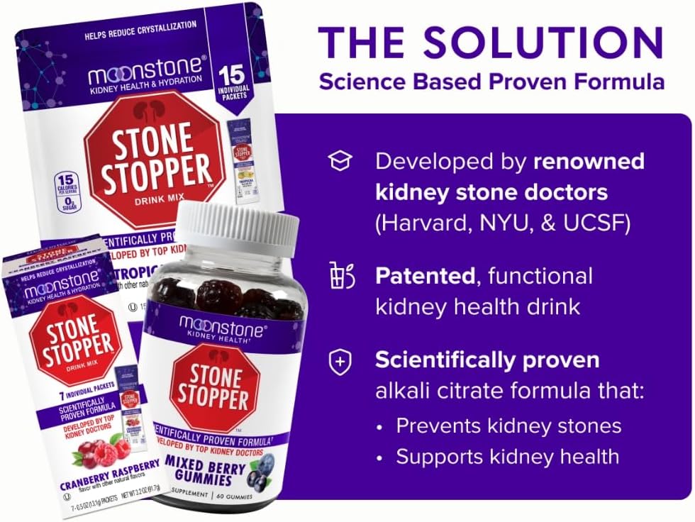 Lemonade Moonstone Stone Stopper Drink Mix - Kidney Stone Prevention & Calcium Oxalate Protection - 30 Day Supply