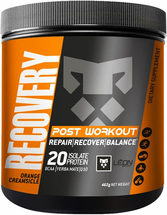 LEÓN SPORT Post Workout Recovery Powder with Protein, COQ10, Amino Acids, BCAA - 14 Servings