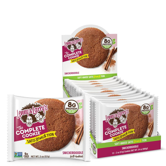 Lenny & Larry's Snickerdoodle Complete Cookie - Soft Baked Vegan Snack with 8g Plant Protein - Non-GMO (12 Pack)